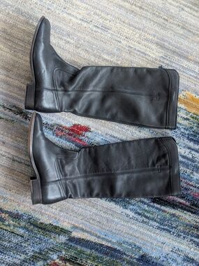 Frye Tall Black Leather Riding Boots 9B